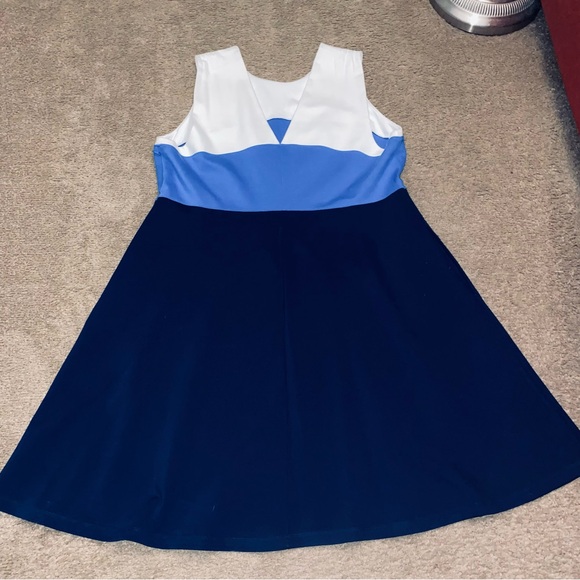 Lands End Women's Color Block Dress Pockets Coastal Grandma Preppy - Picture 3 of 5